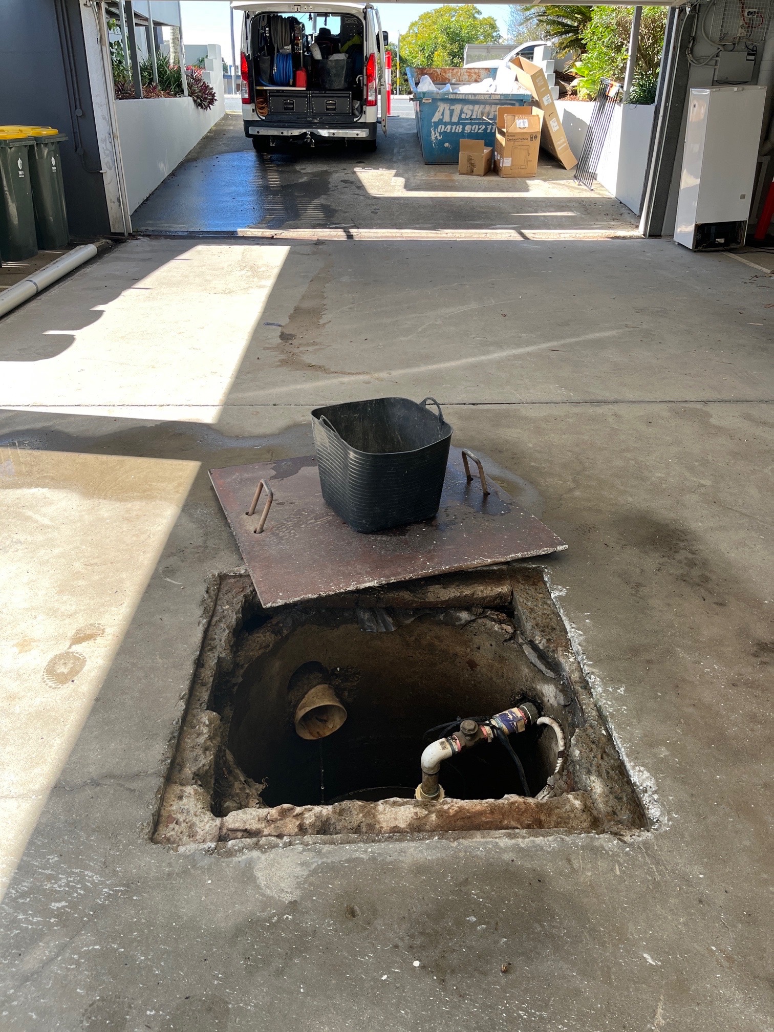 Tweed Heads commercial: blocked stormwater holding tanks and pumps on a renovation site