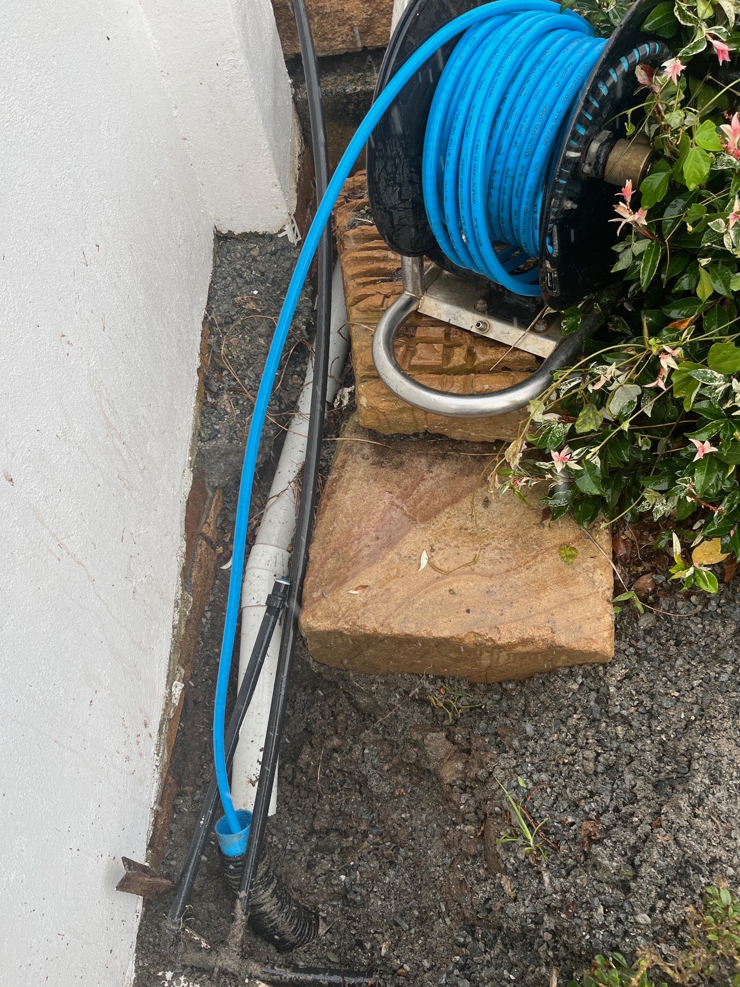 Bundall stormwater: an entire house run through 50mm PVC into aggie pipe at the river wharf