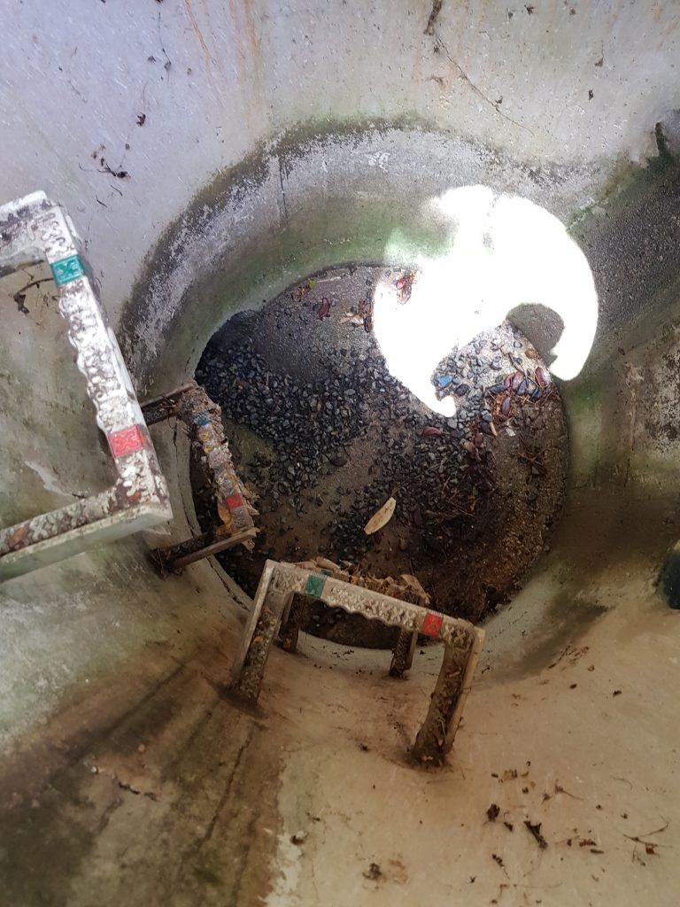 Hydrojet clearing a stormwater line in Brisbane. Rocks had fallen into the drain through incorrectly installed stormwater pits.